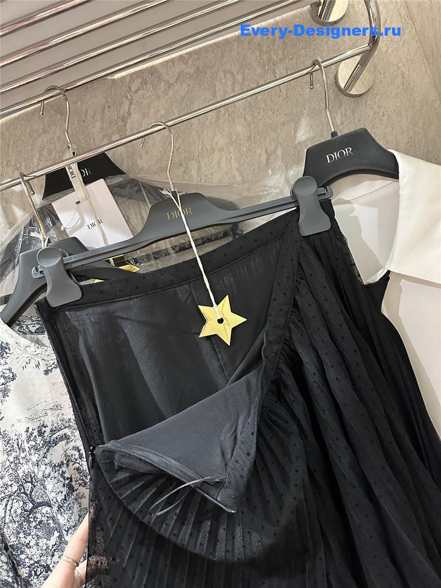 D10r polka dot pleated skirt black