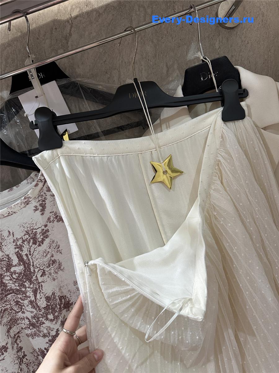 D10r off-white polka dot tulle skirt