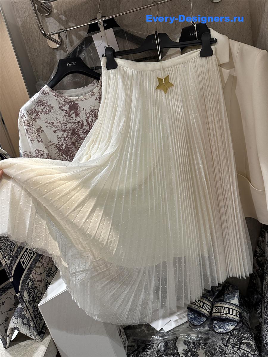 D10r off-white polka dot tulle skirt