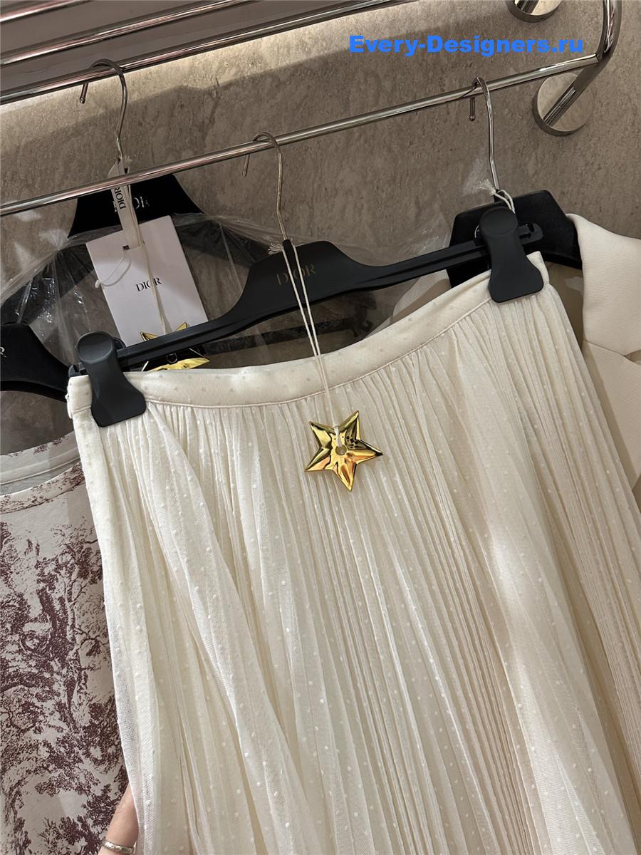 D10r off-white polka dot tulle skirt