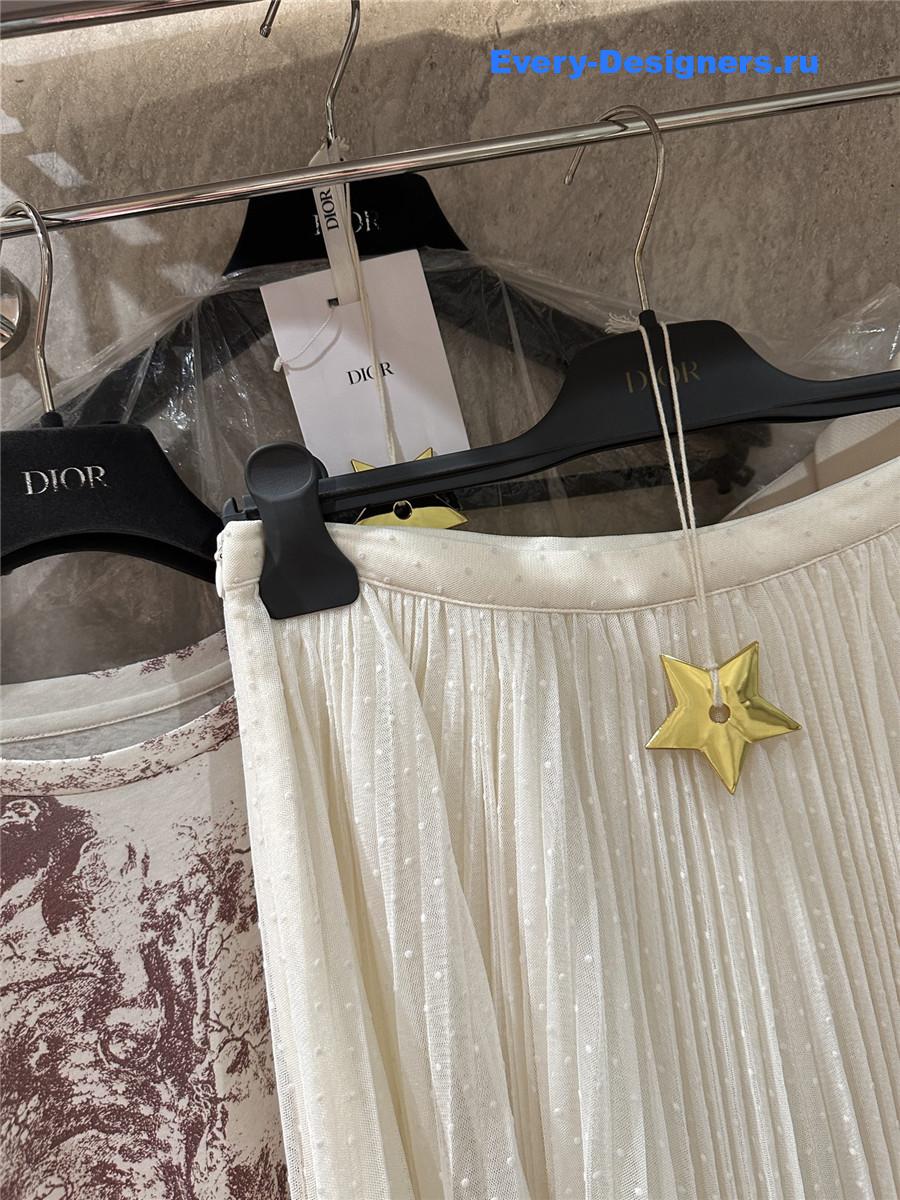 D10r off-white polka dot tulle skirt