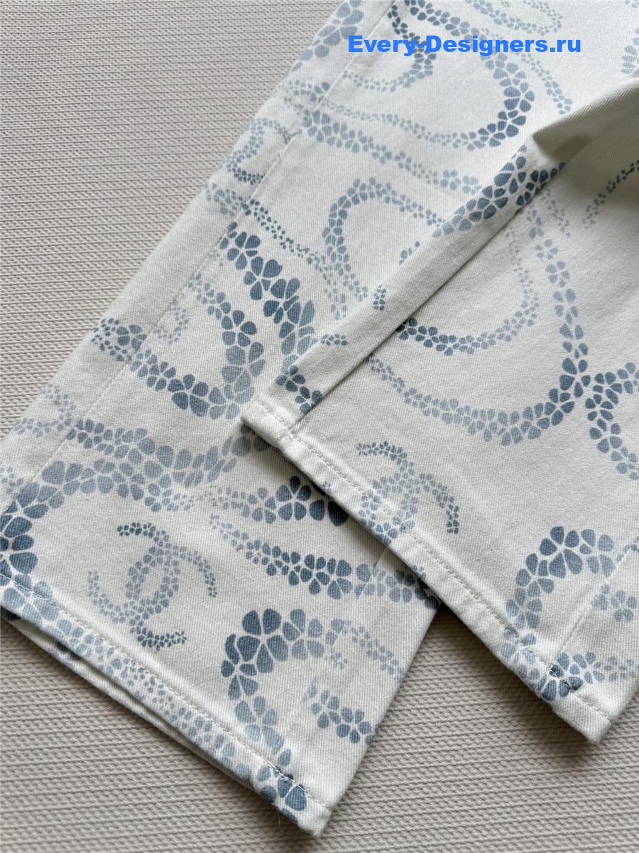 Ch**el white & blue printed jeans