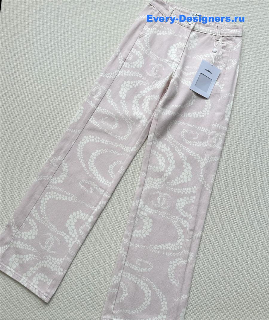 Ch**el pink printed denim jeans