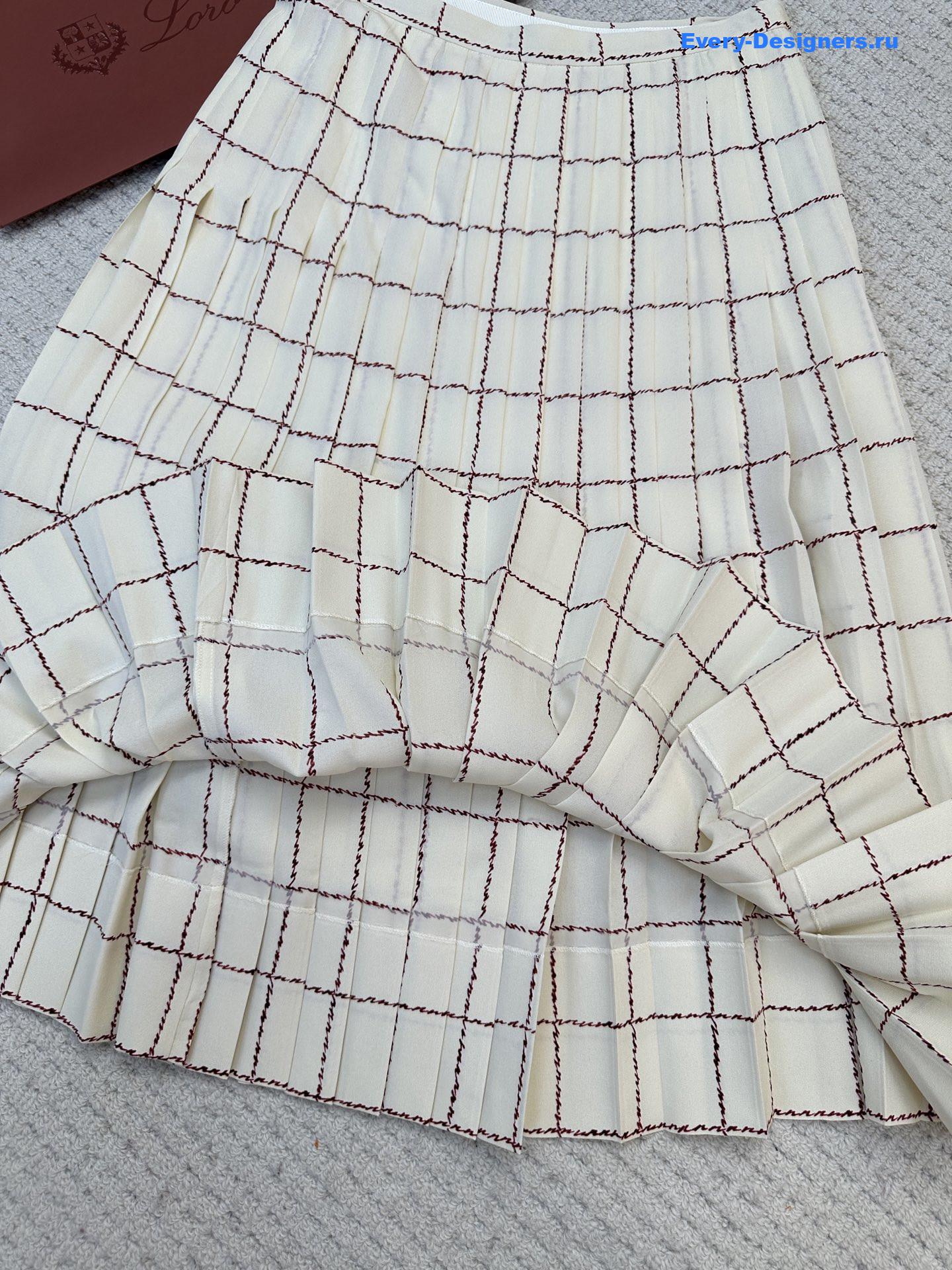 L0r0 P1ana silk check skirt
