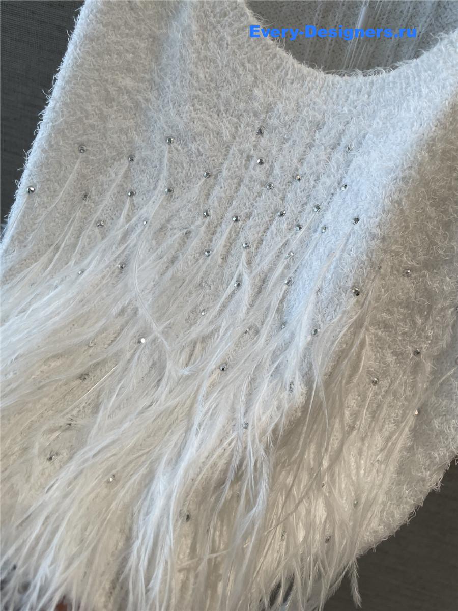 Ch**el white feather rhinestone vest
