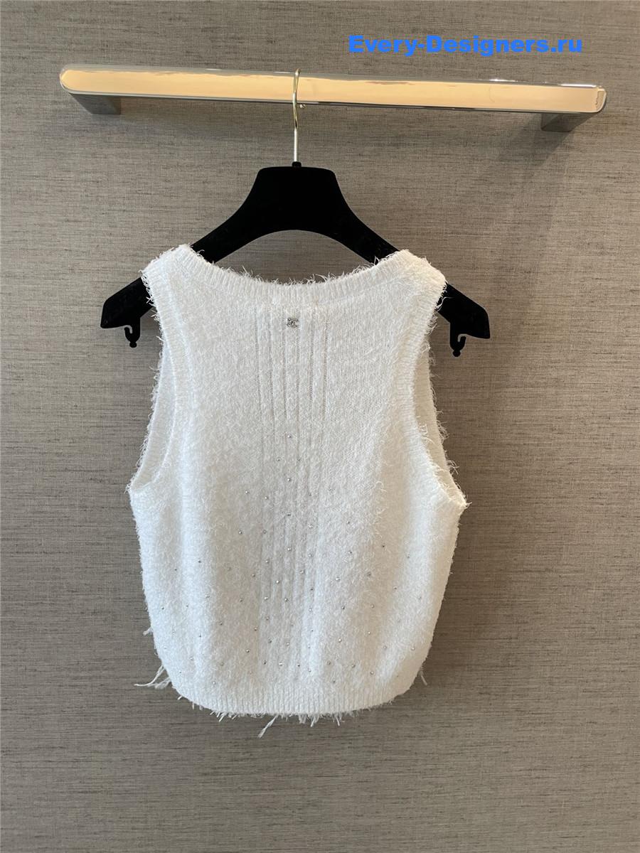 Ch**el white feather rhinestone vest
