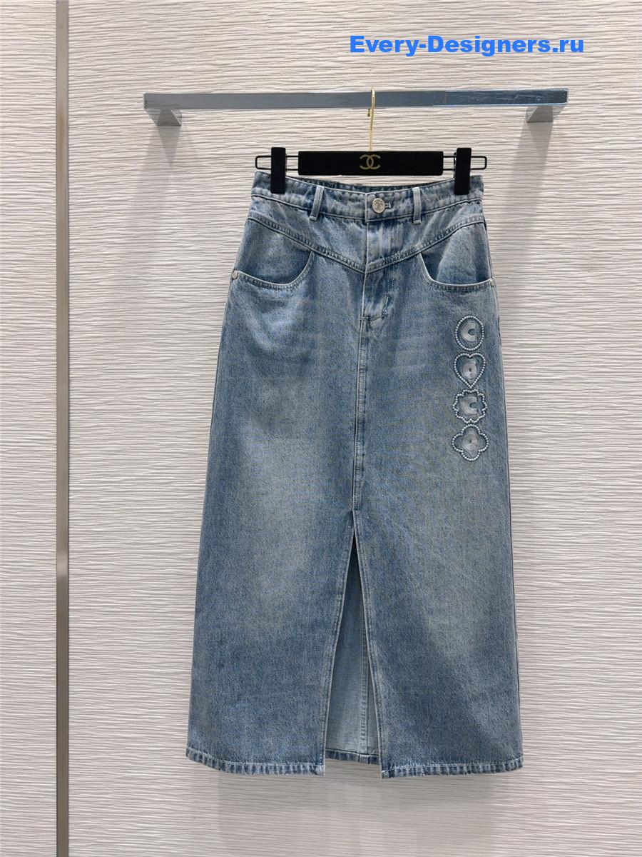 Ch**el high waist denim skirt