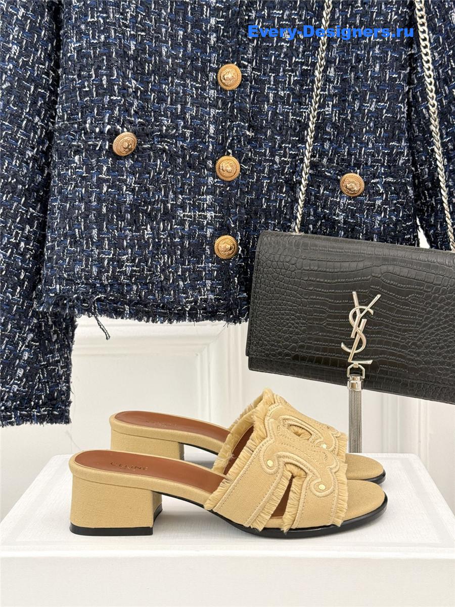 Ce1i*e denim brown fringed mules