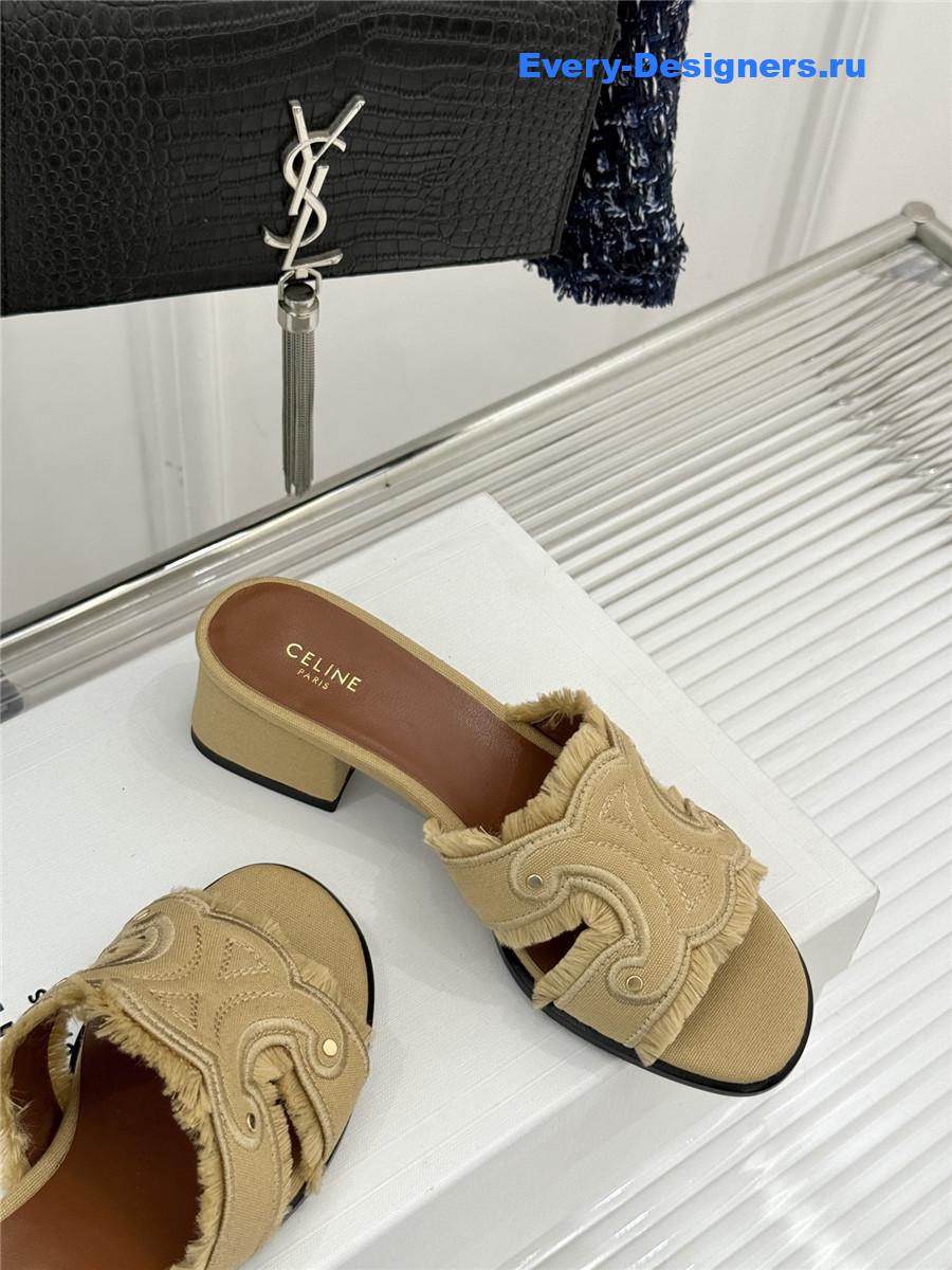 Ce1i*e denim brown fringed mules