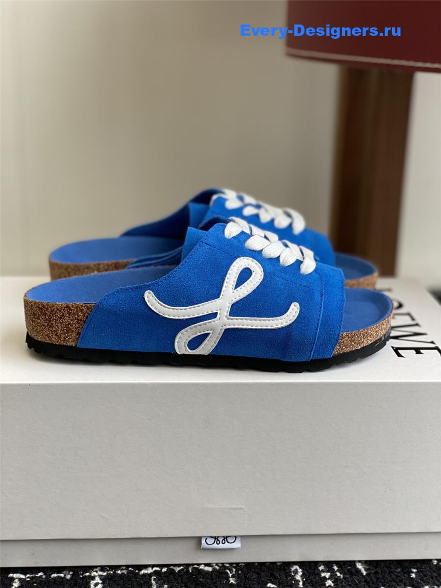 L0ew* blue logo lace-up slides