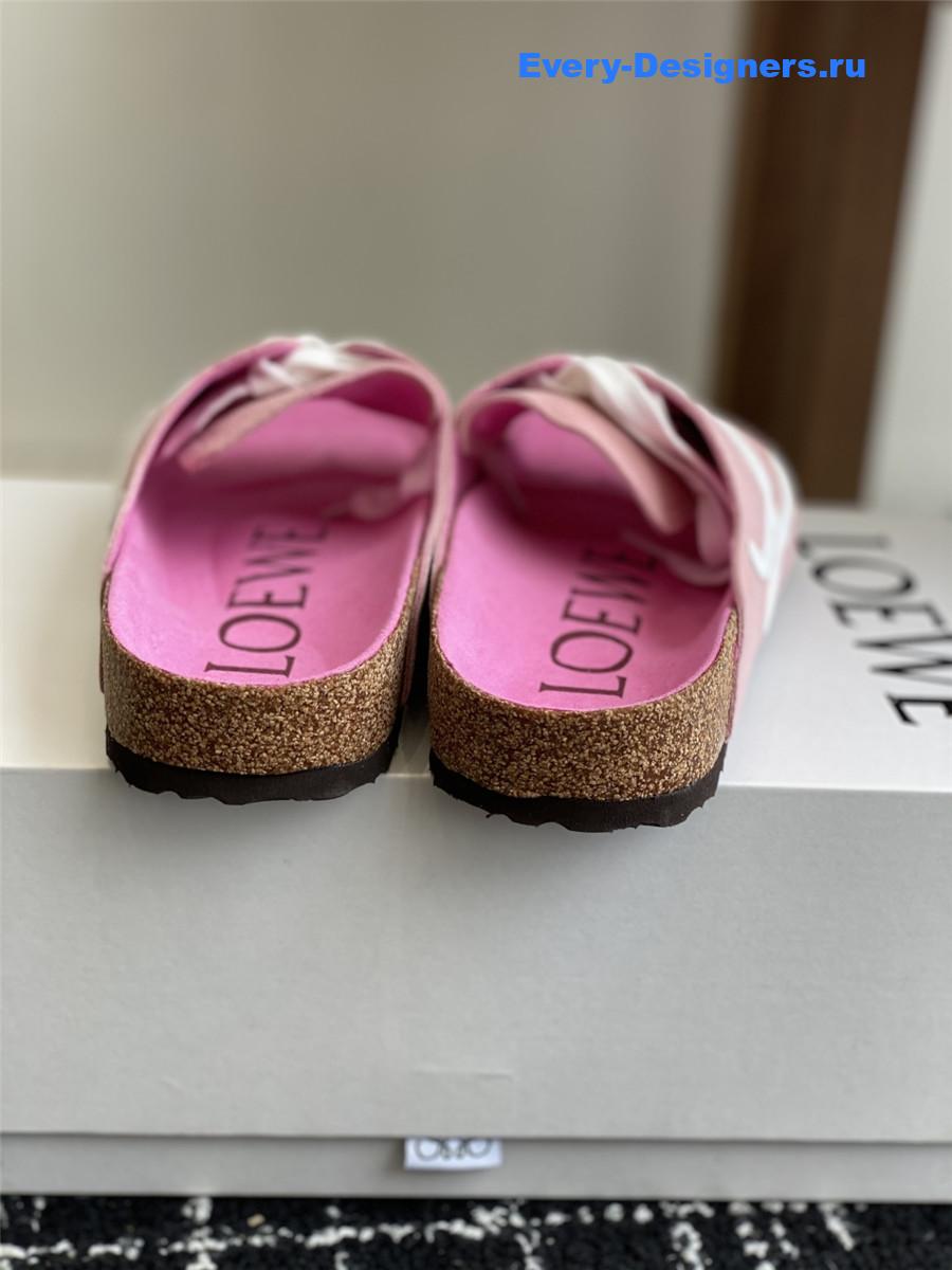 L0ew* logo pink lace-up slides