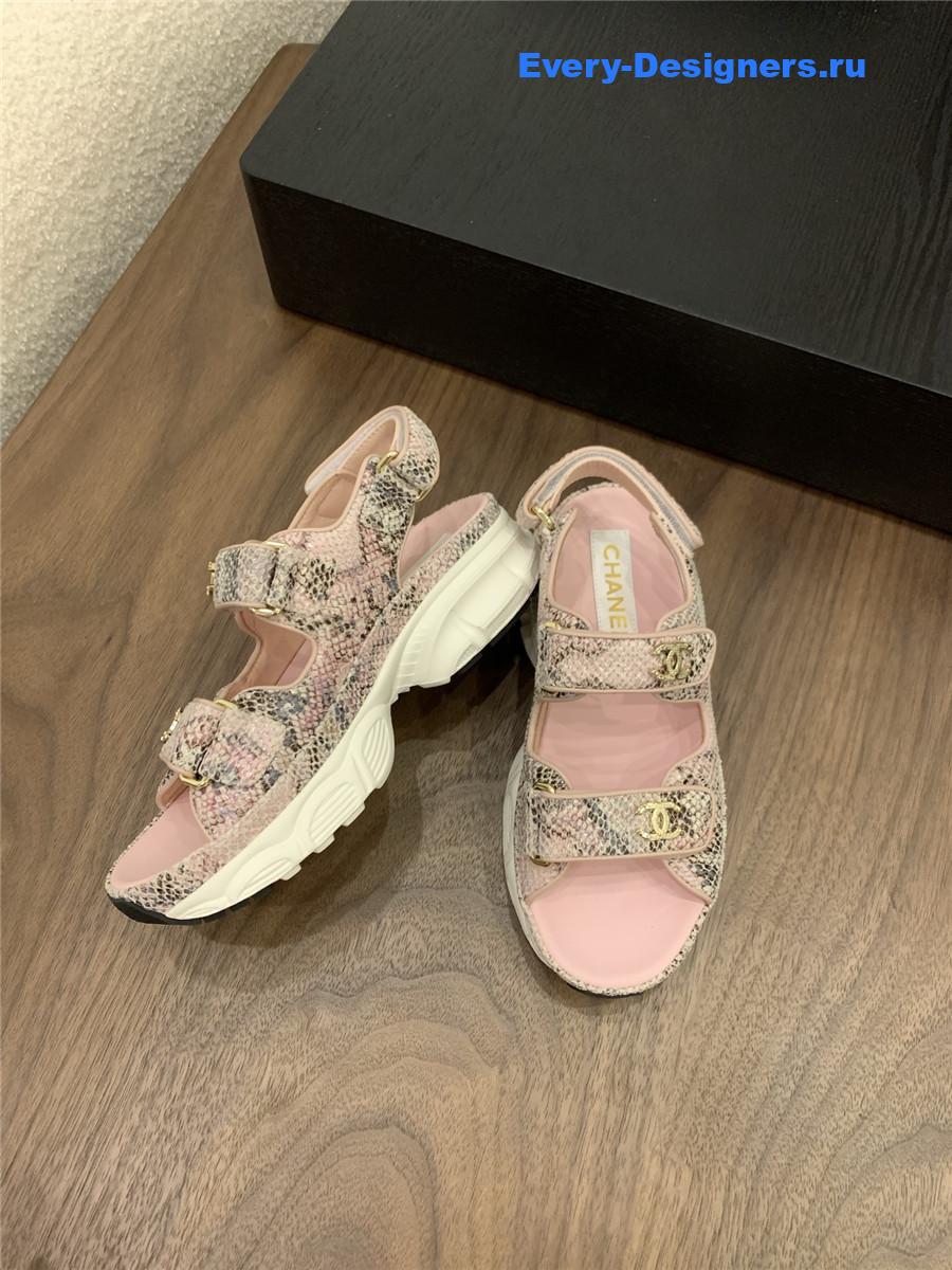 Ch**el pink snake skin platform sandals