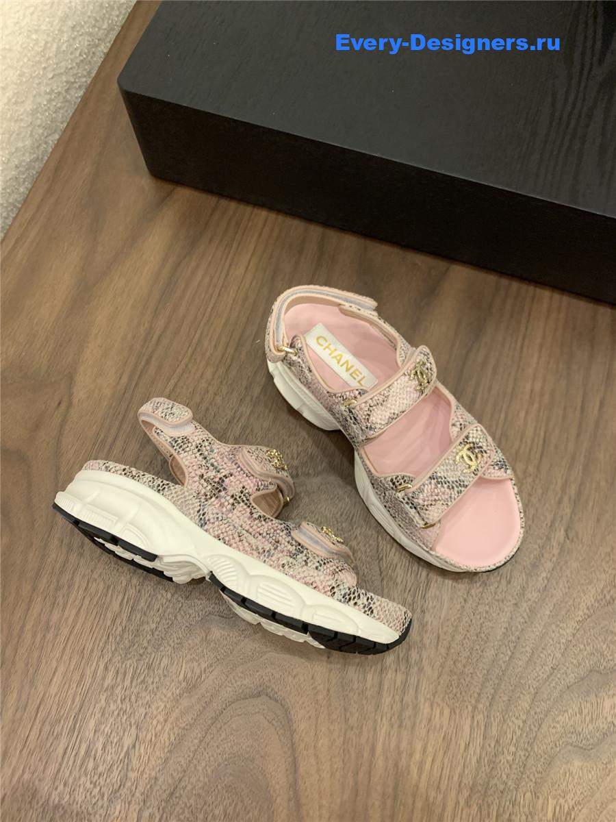 Ch**el pink snake skin platform sandals