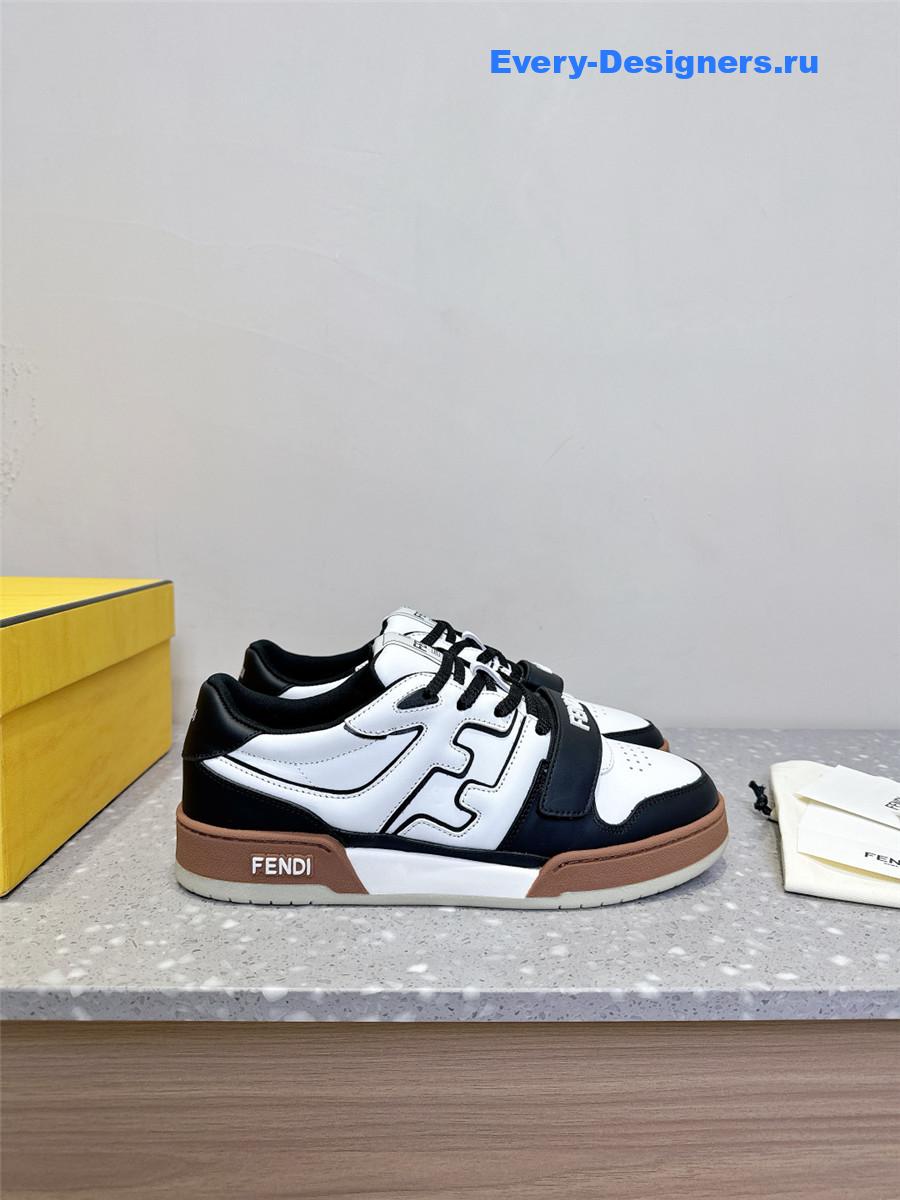 F**di match black leather sneakers
