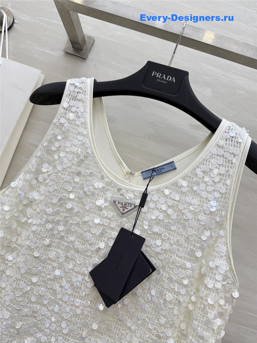 Pra*a white sequined vest dress