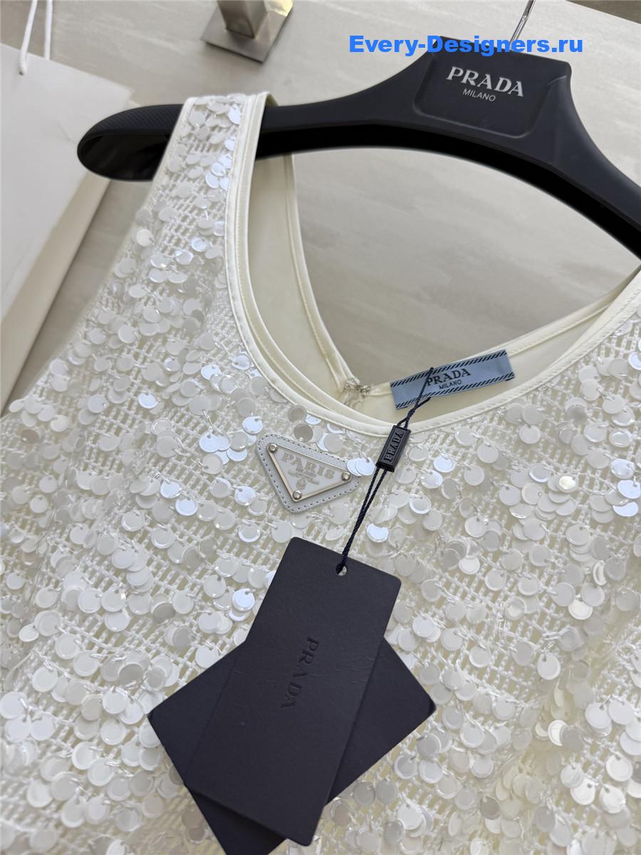 Pra*a white sequined vest dress
