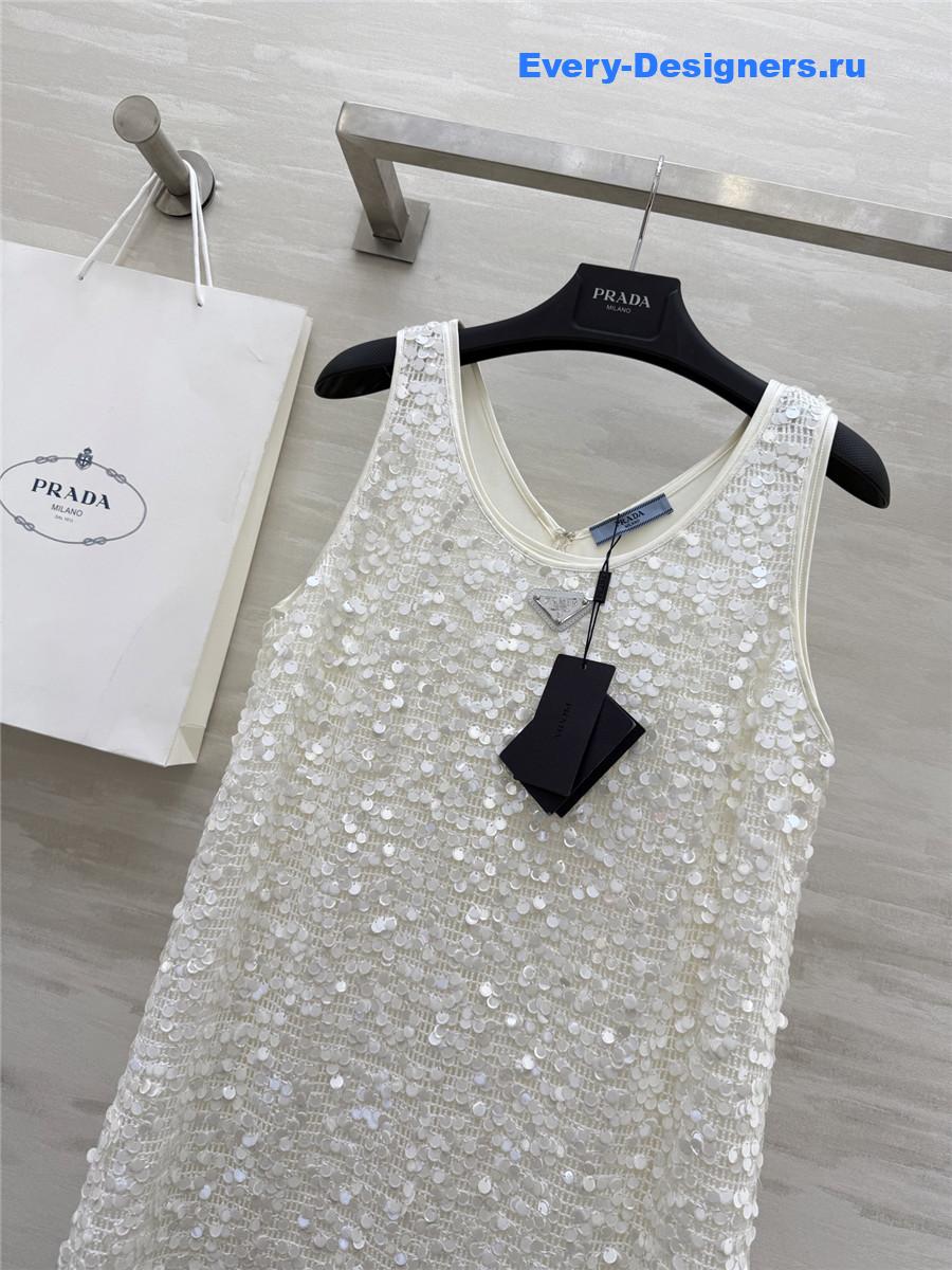 Pra*a white sequined vest dress