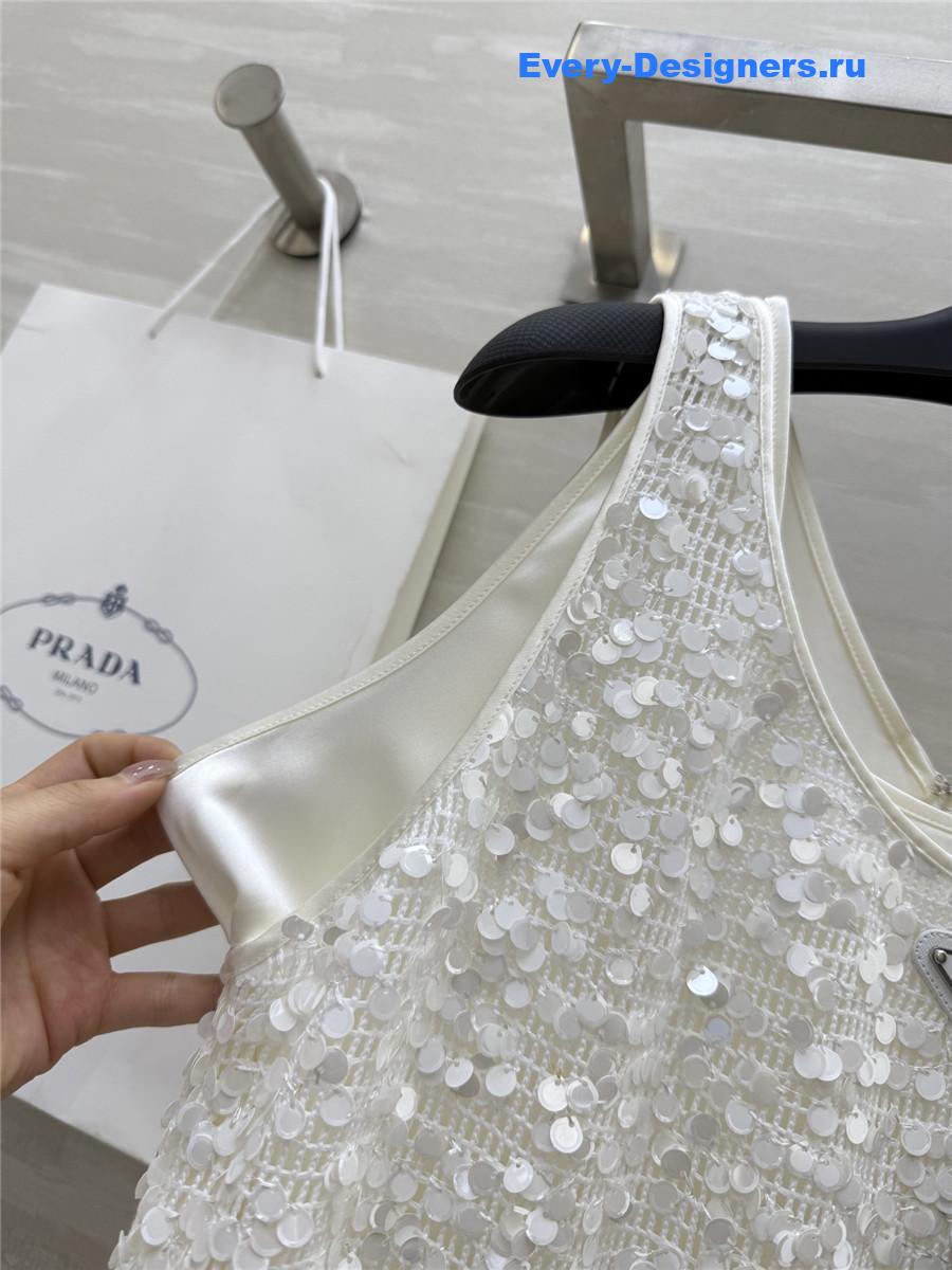 Pra*a white sequined vest dress