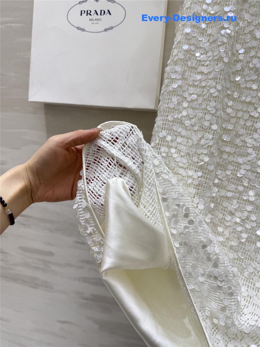 Pra*a white sequined vest dress