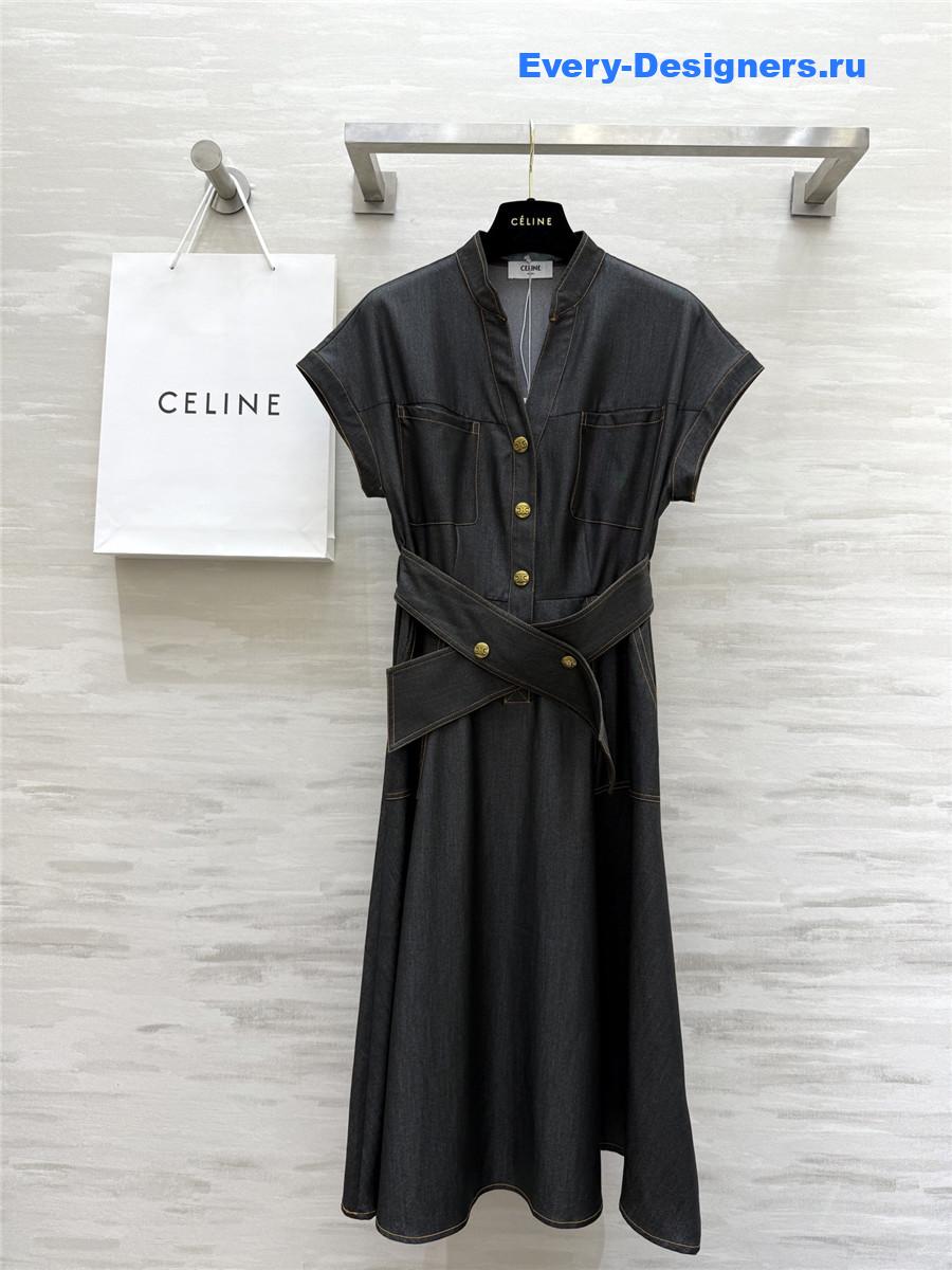 Ce1i*e tencel denim v-neck dress