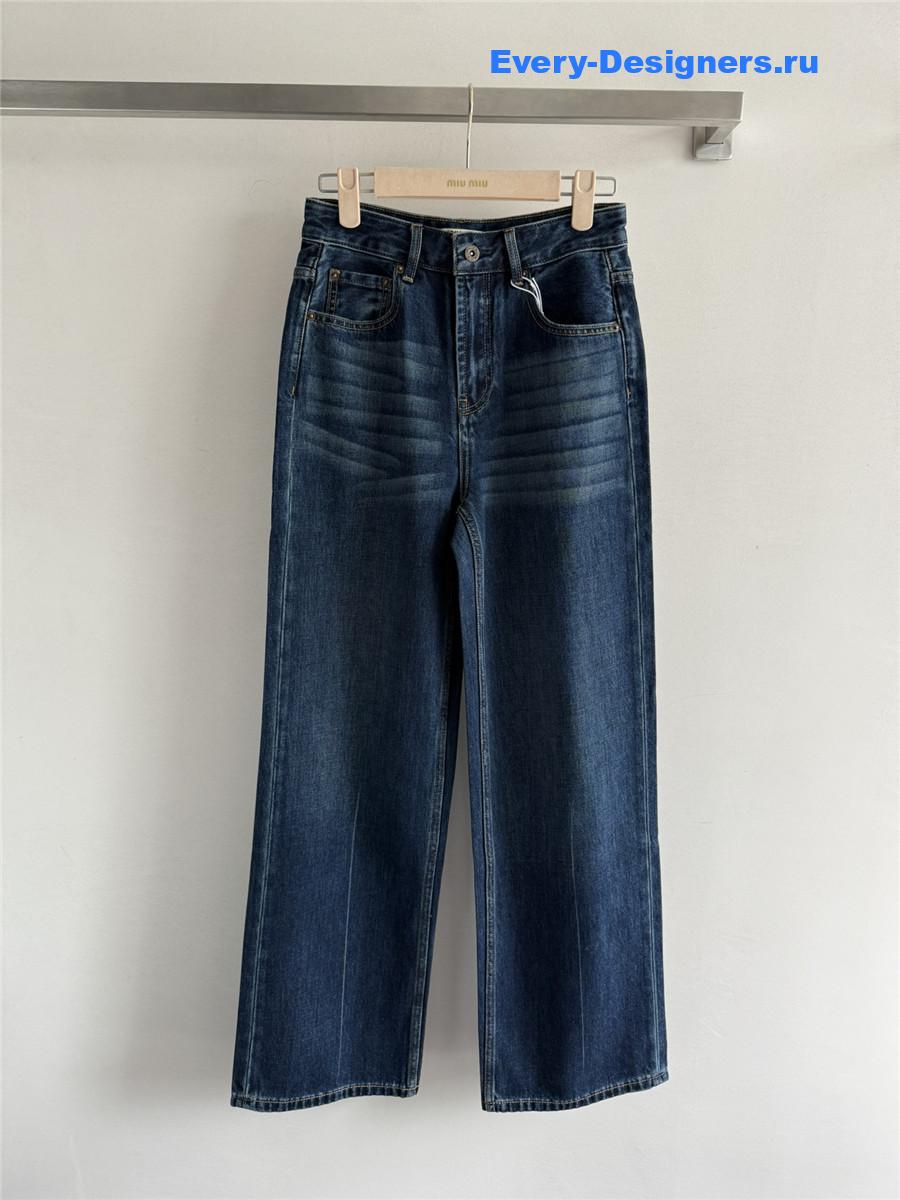 Miu Miu Washed Jeans with Embroidered Logo