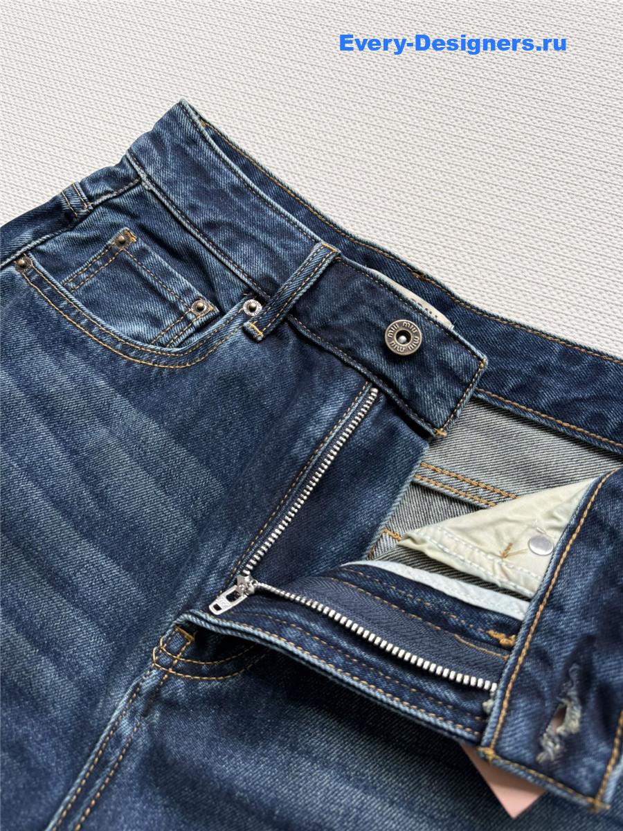 Miu Miu Washed Jeans with Embroidered Logo