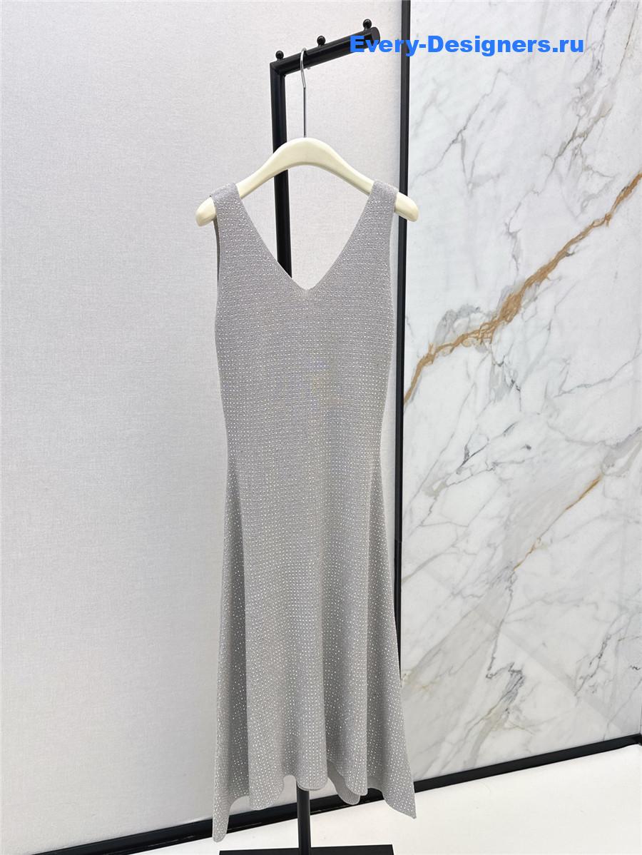 Balmain Gray Knit Vest Dress