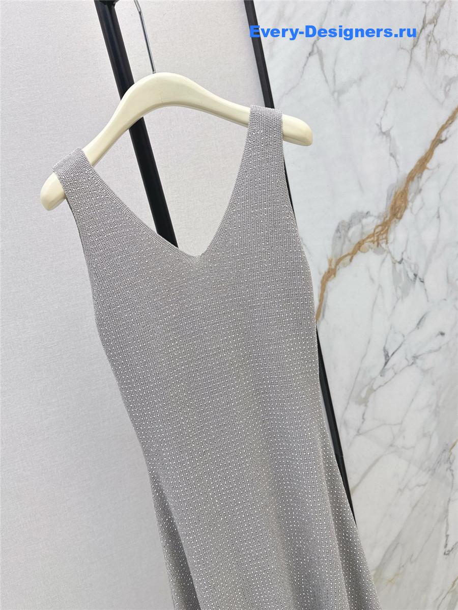 Balmain Gray Knit Vest Dress