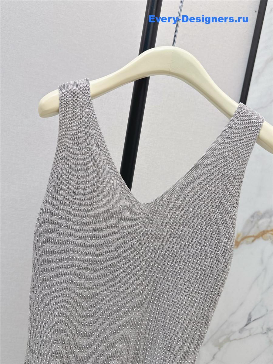 Balmain Gray Knit Vest Dress