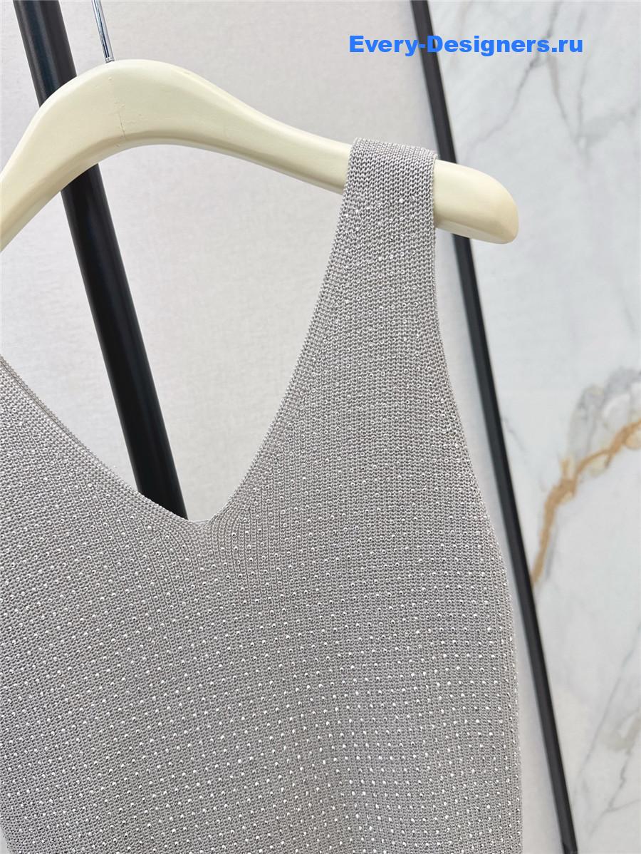 Balmain Gray Knit Vest Dress