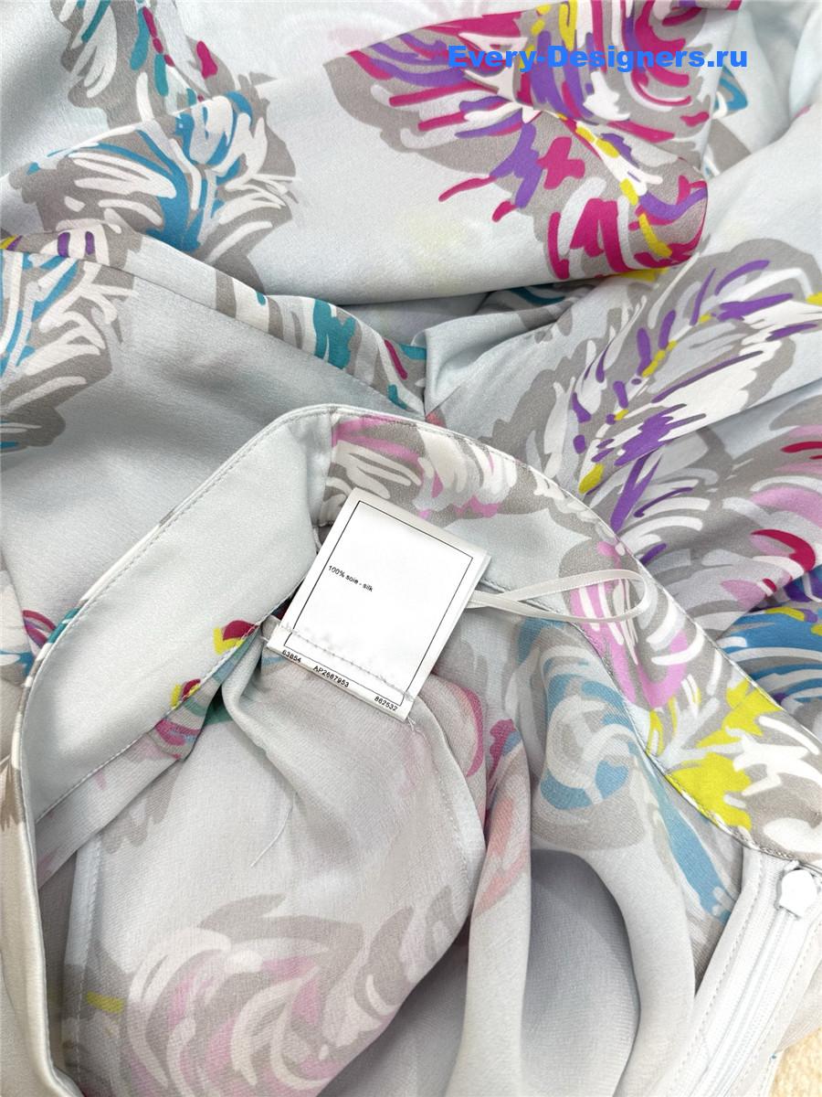 Ch**el feather print silk trousers