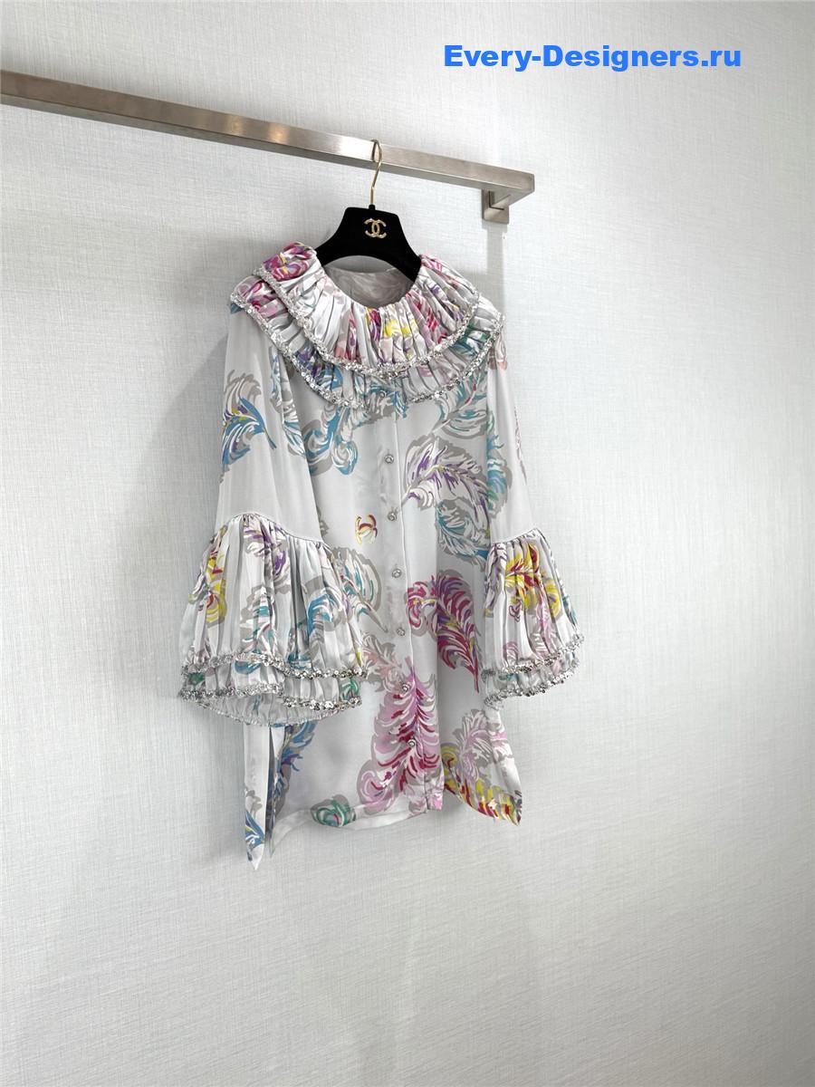 Ch**el feather print silk top