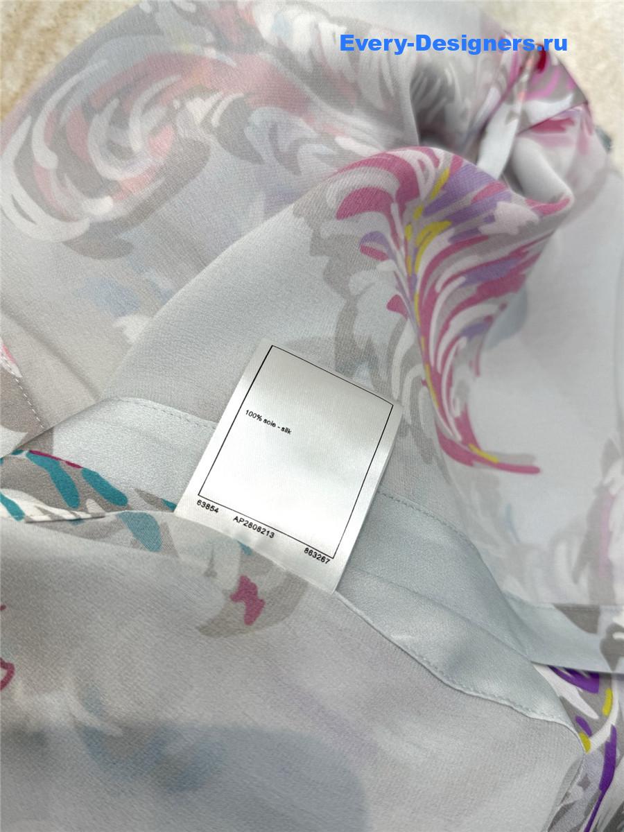 Ch**el feather print silk top