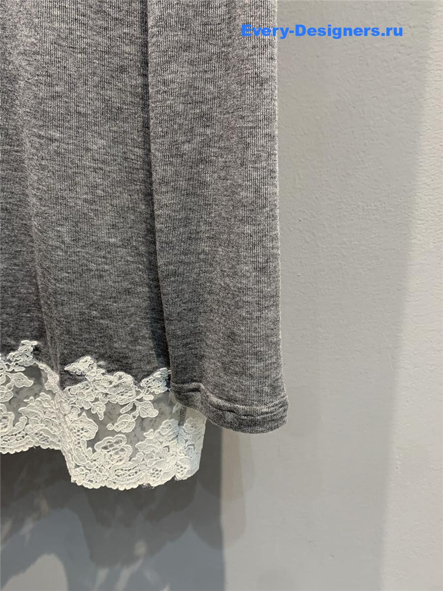 Miu Miu Lace-Trimmed Mini Dress Grey