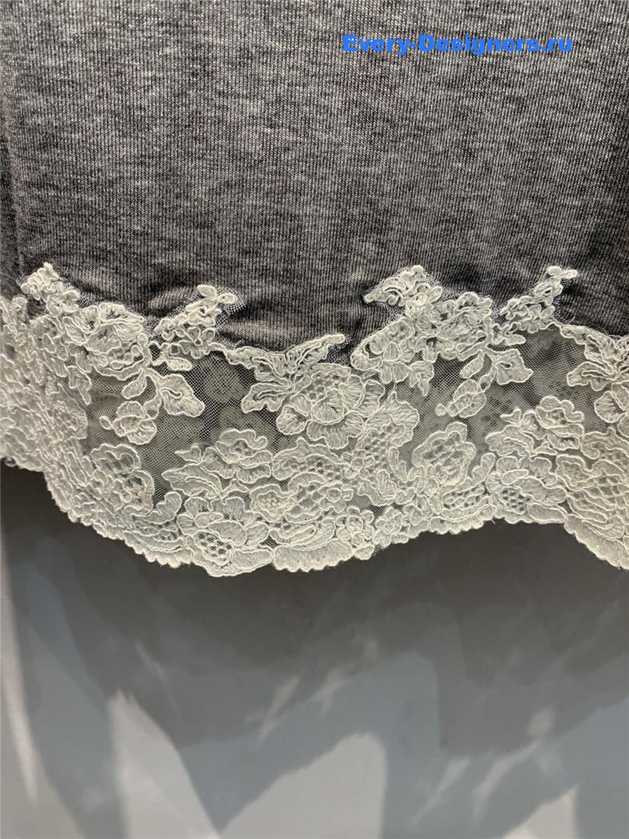 Miu Miu Lace-Trimmed Mini Dress Grey