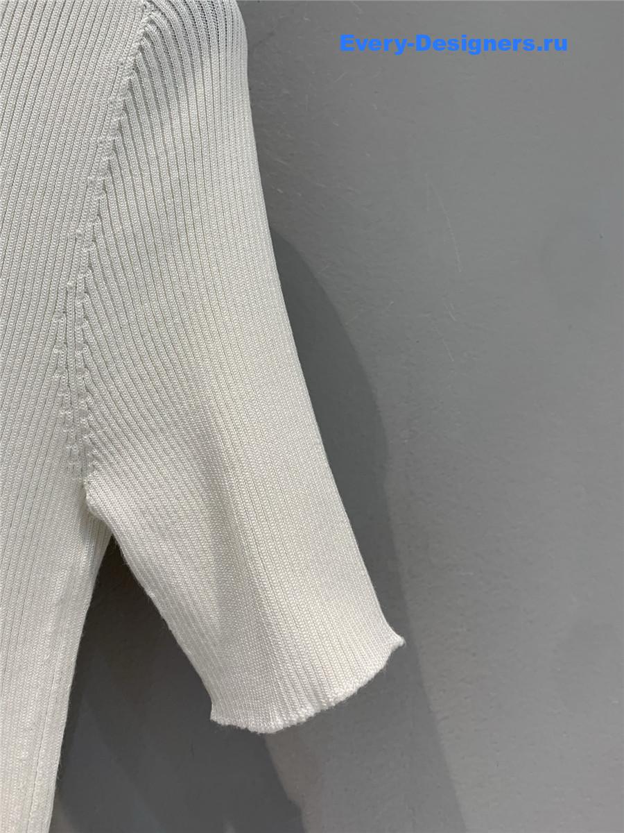 F**di white hollow letter knit top