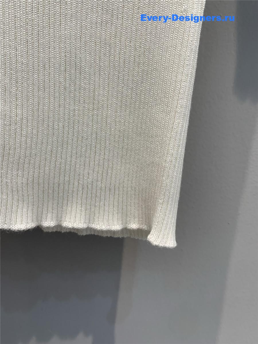 F**di white hollow letter knit top