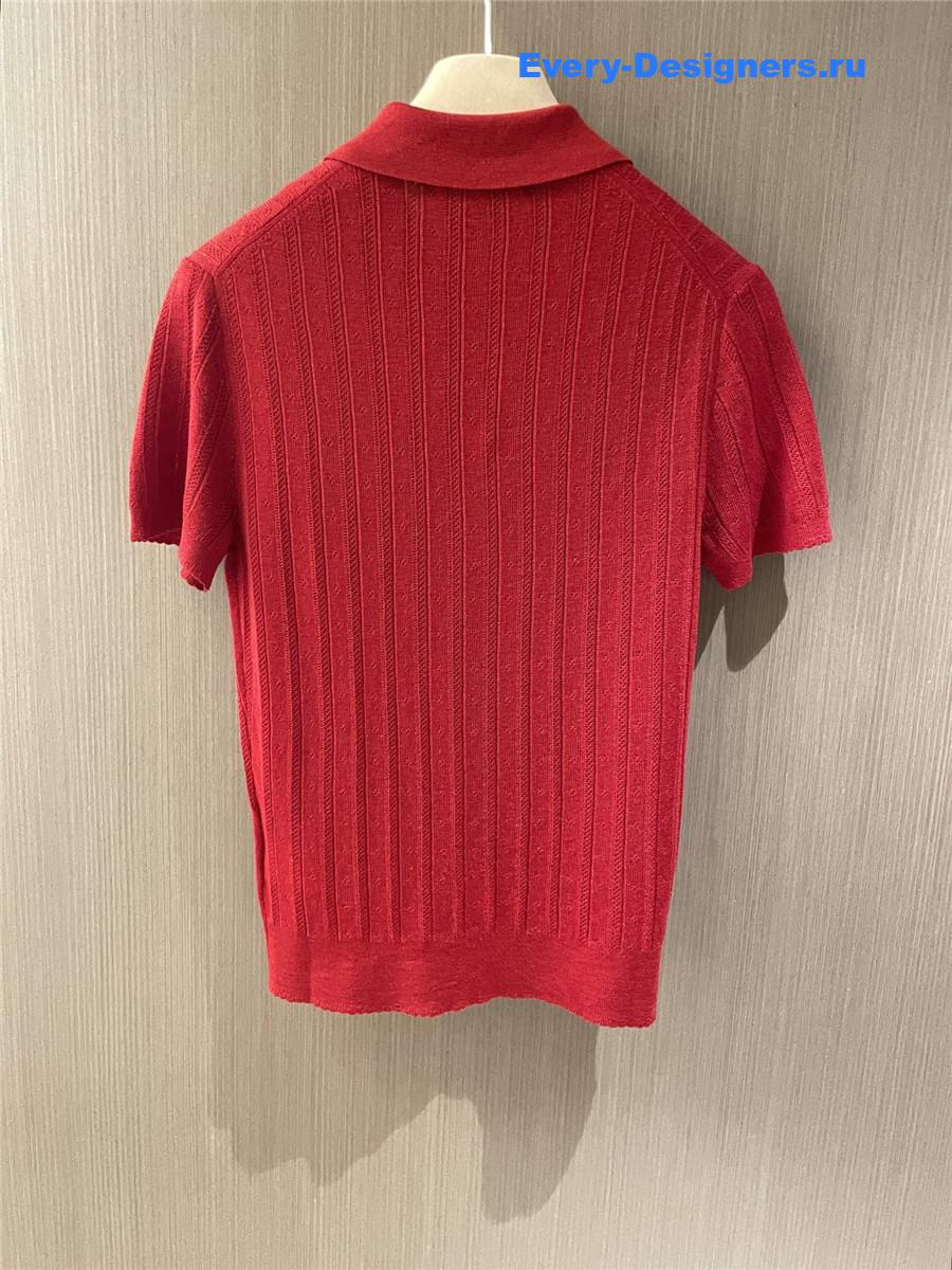 Miu Miu Red Cashmere Polo Sweater