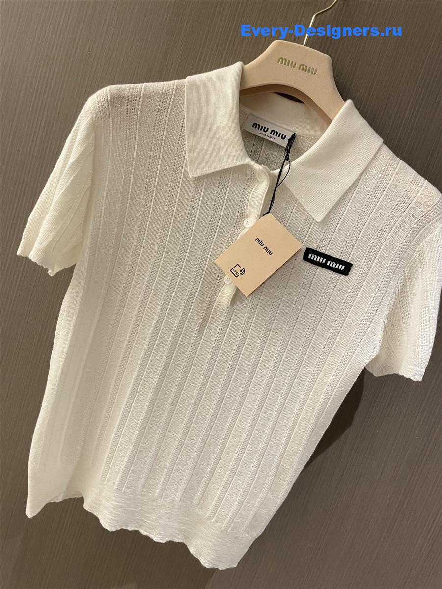 Miu Miu White Cashmere Polo Sweater