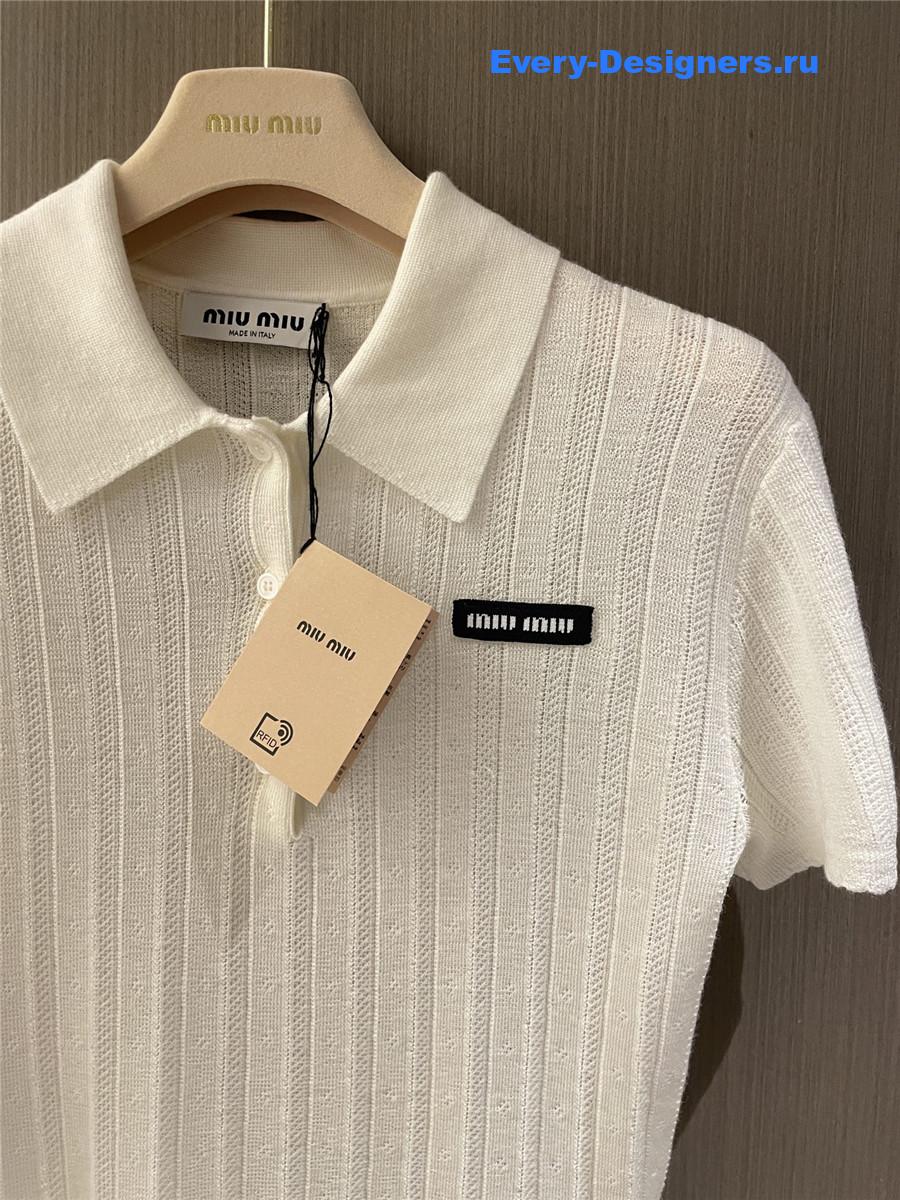 Miu Miu White Cashmere Polo Sweater
