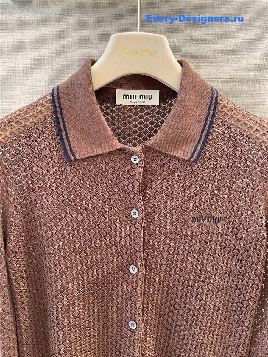 Miu Miu Cocoa Brown Cotton Cardigan