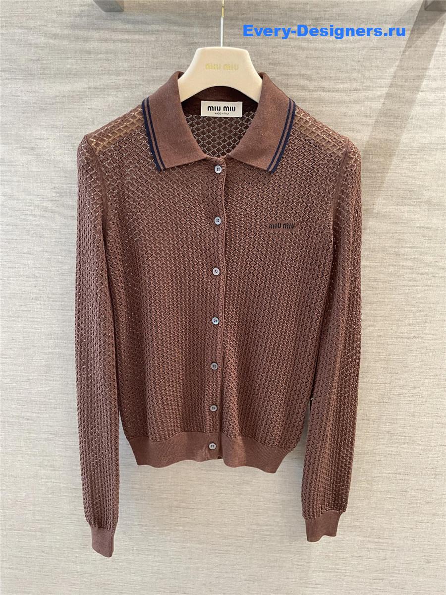 Miu Miu Cocoa Brown Cotton Cardigan