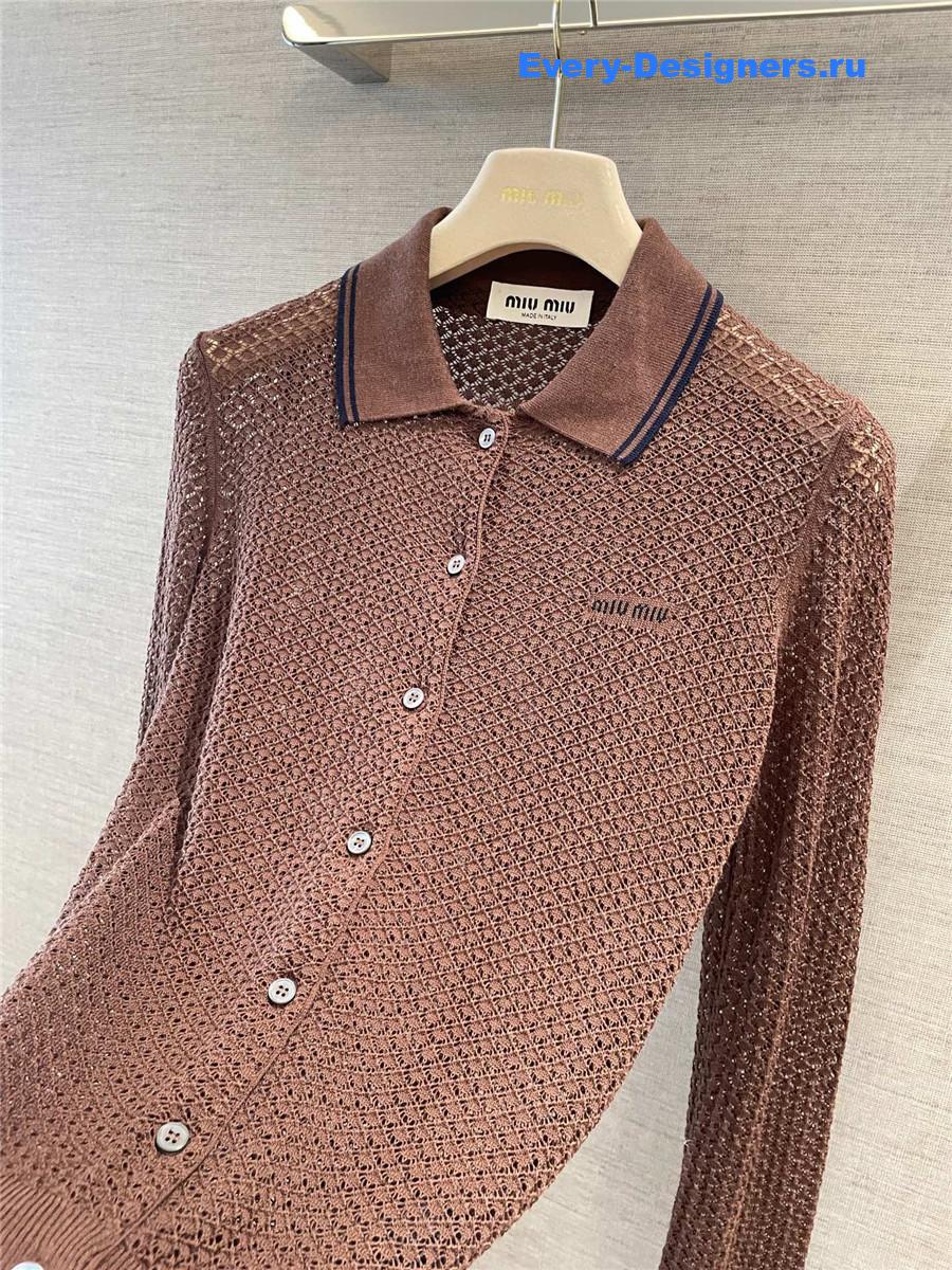Miu Miu Cocoa Brown Cotton Cardigan