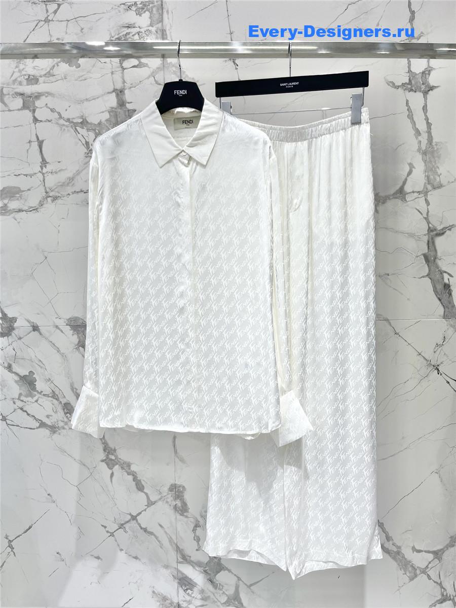 F**di logo print silk shirt set