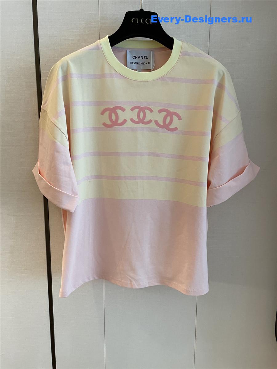 Ch**el cc logo striped cotton top