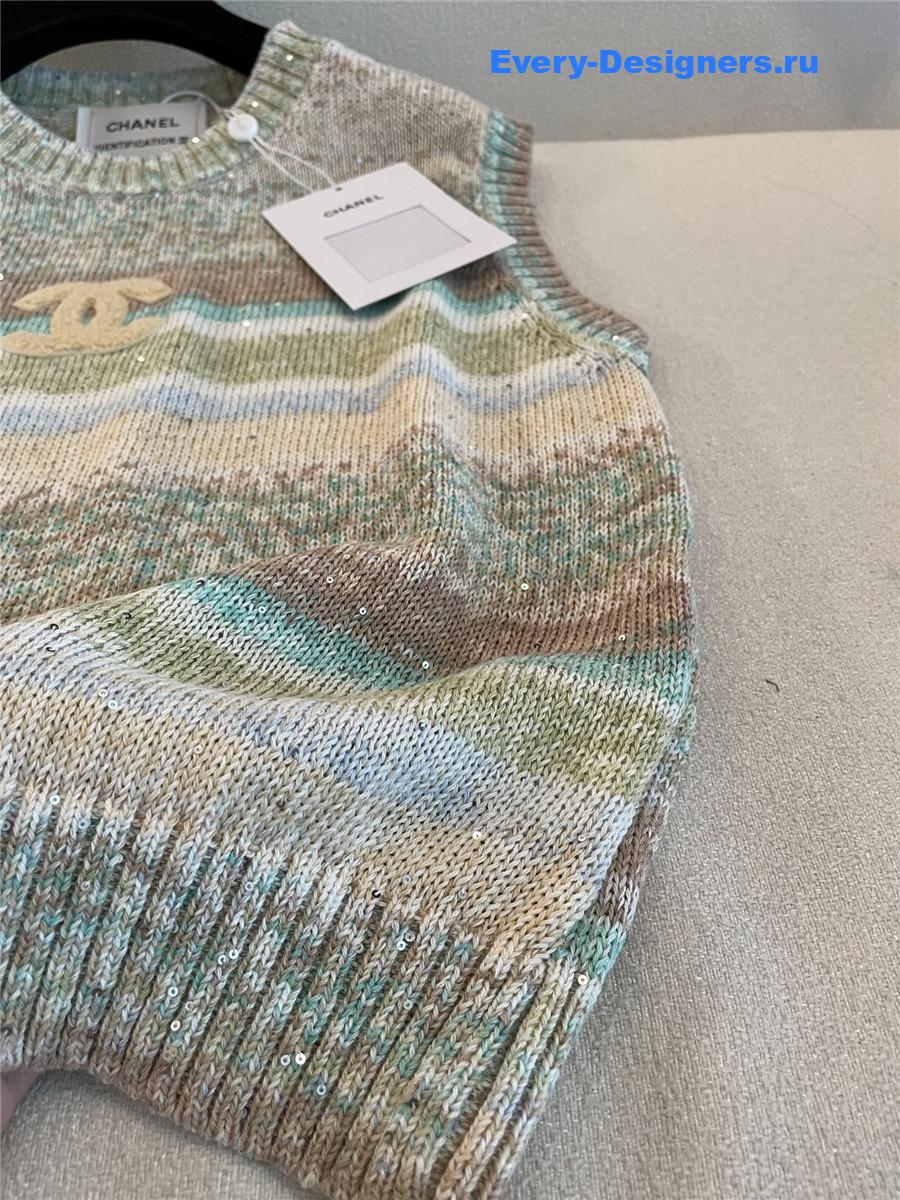 Ch**el rainbow sequin striped vest