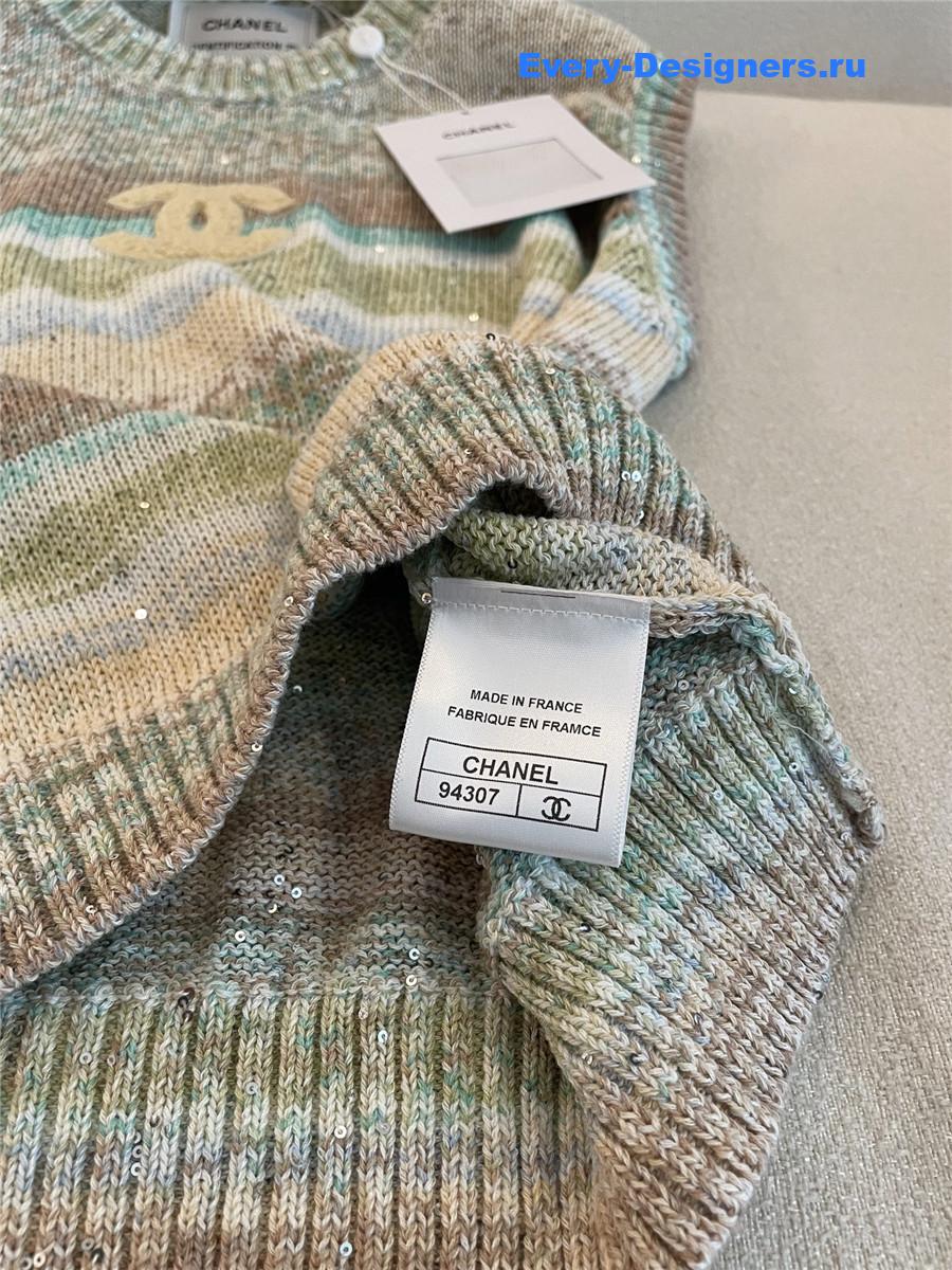 Ch**el rainbow sequin striped vest