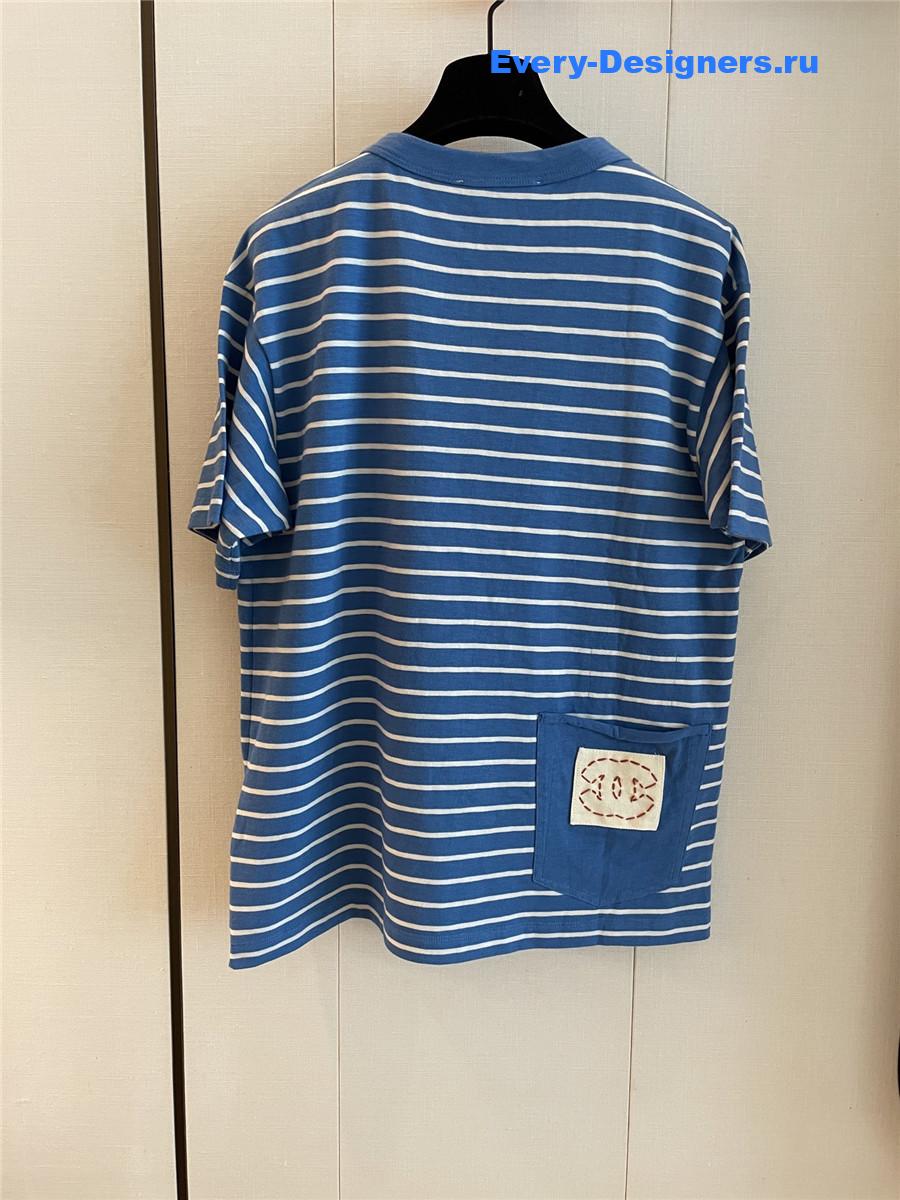 Ch**el cc logo striped top