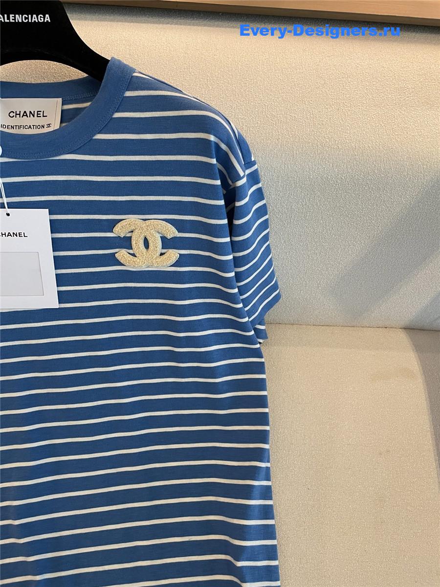 Ch**el cc logo striped top
