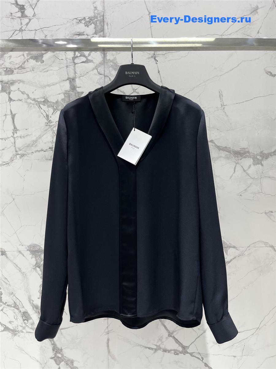 Balmain Black Silk Satin Shirt
